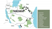 Tanzania Mountains Map Kilimanjaro Meru Hanang Ngorongoro Ol donyo lengai monduli pare usambara uluguru udzungwa livistone