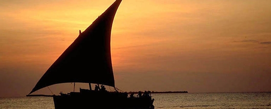 The beutiful sunset dhow in africa, tanzania